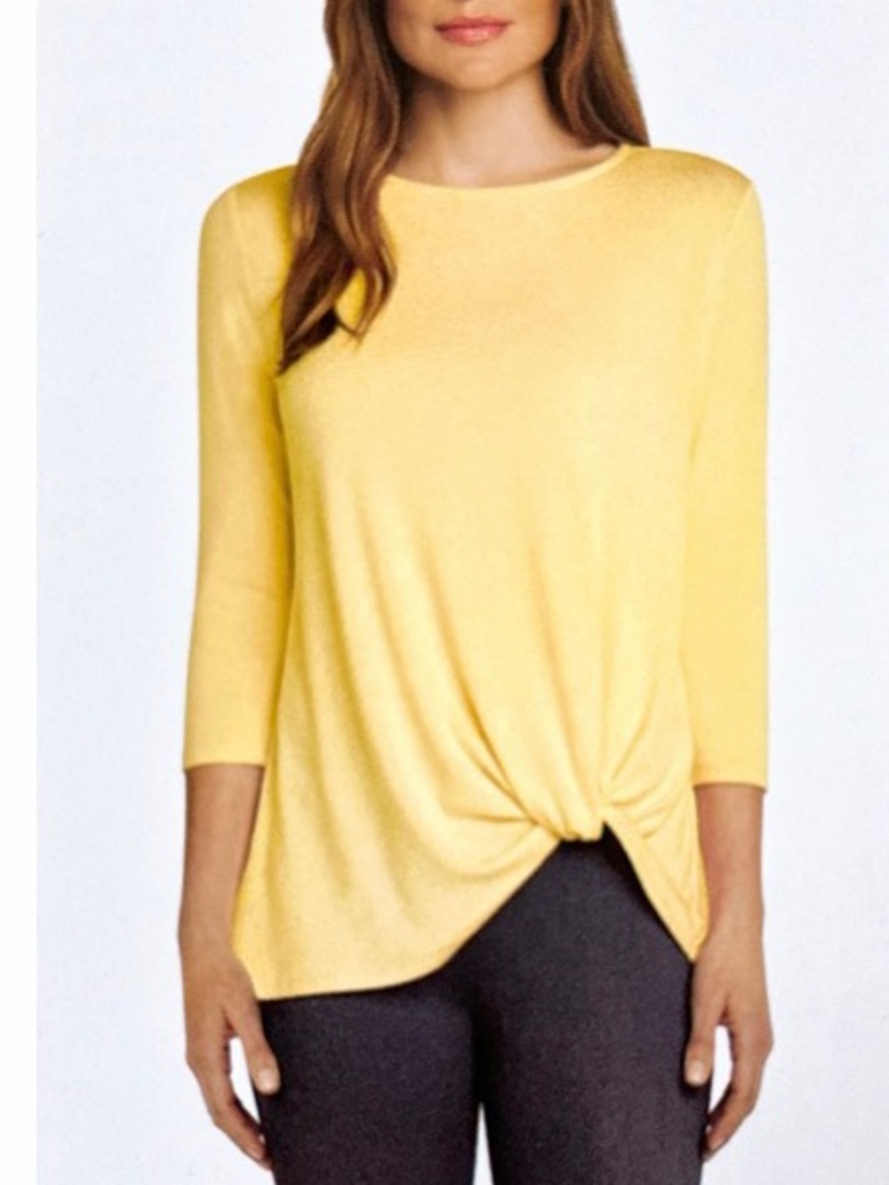 Babeau Light Yellow Knot-Front Tunic Top, Size L, EXCELLENT!
